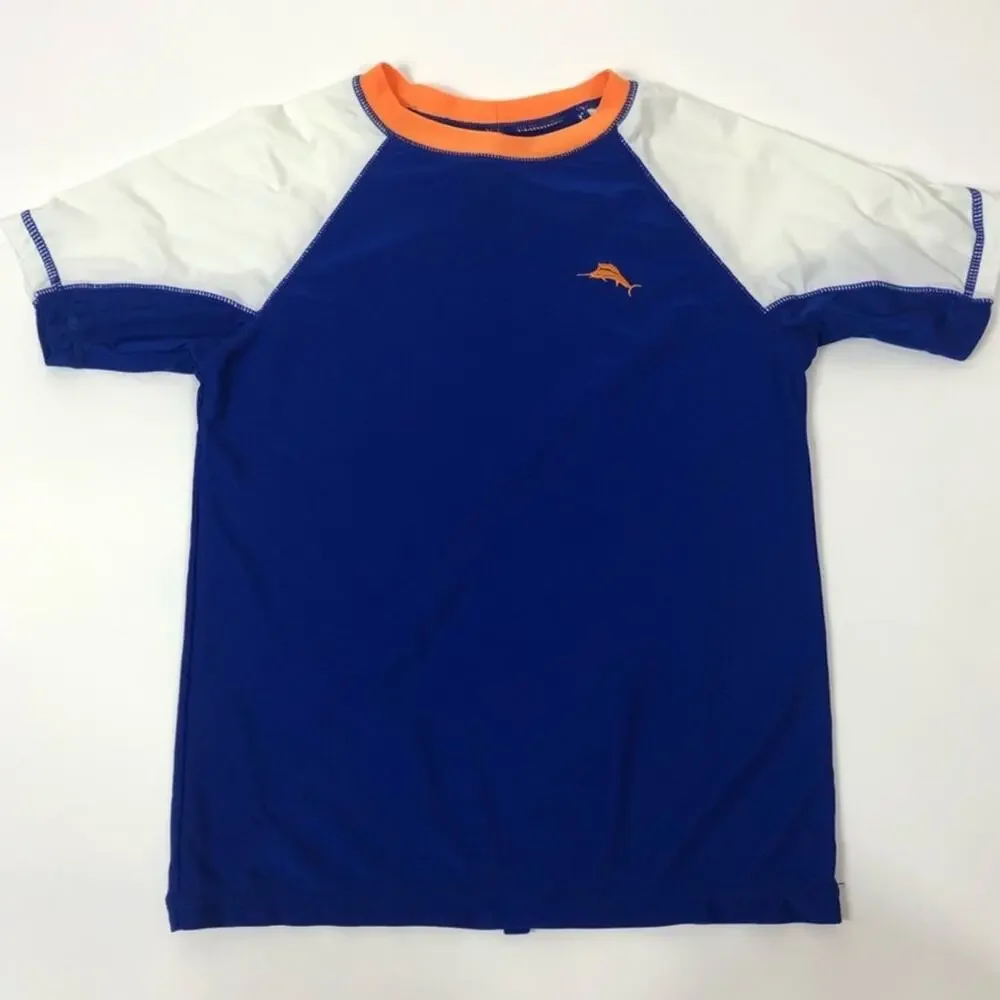 Tommy bahama boys blue orange and white rash guard